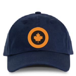 baseball cap with maple leaf in center