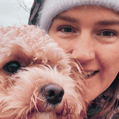Photograph of woman with her dog